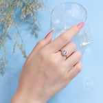 Genuine Citrine and CZ Halo Ring in Sterling Silver, Natural Citrine Stone Ring, Stacking Rings, US 5-8