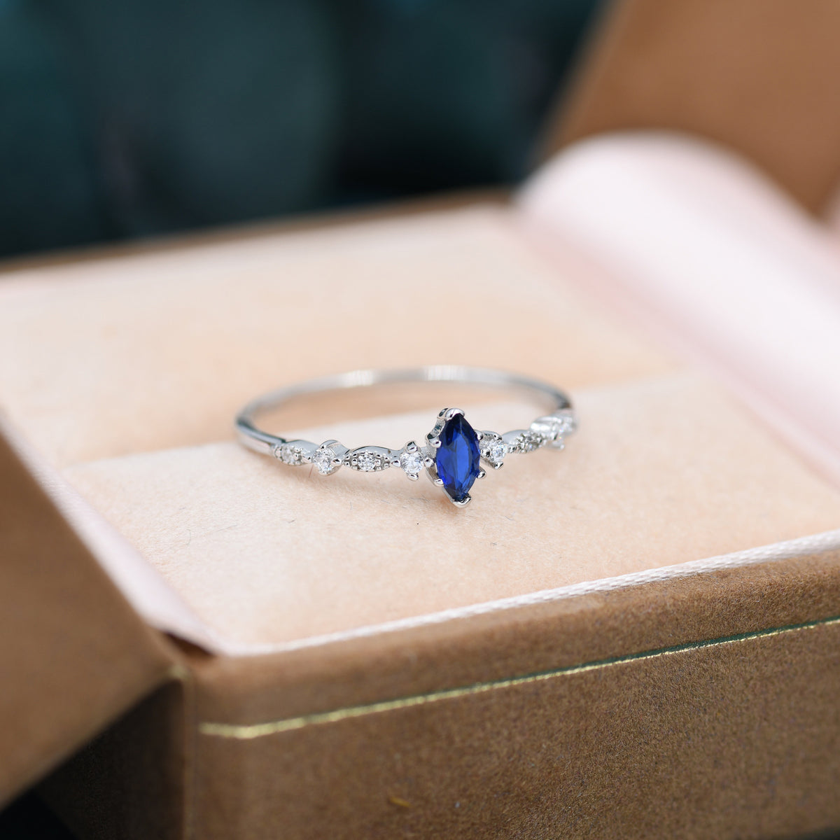 Vintage Marquise Sapphire CZ Gemstone Ring