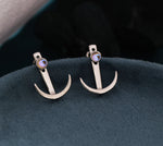 Crescent Moon and Moonstone Ear Jacket in Sterling Silver, Moon Front and Back Earrings in Sterling Silver, Moonstone Earrings