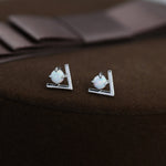 Sterling Silver Opal Chevron Stud Earrings, V shape Opal Earrings, Geometric Opal Earrings, Lab Opal Studs