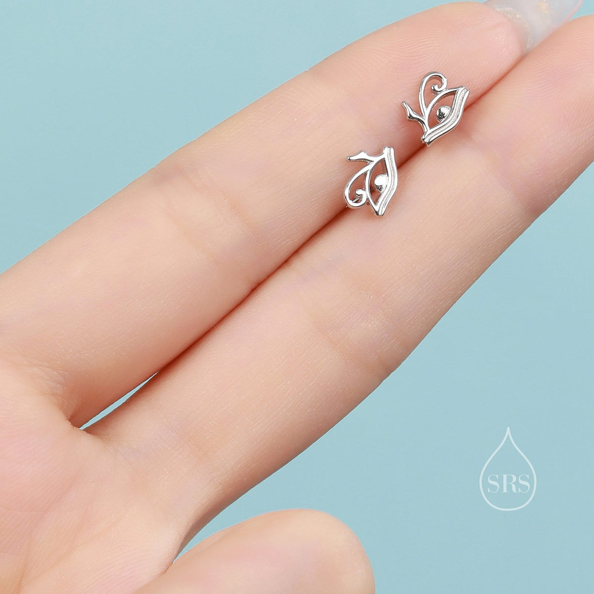 Eye of Horus Stud Earrings in Sterling Silver, Silver or Gold, Ancient Egypt Inspired Earrings, Egyptian Eye Earrings, Silver Eye Earrings