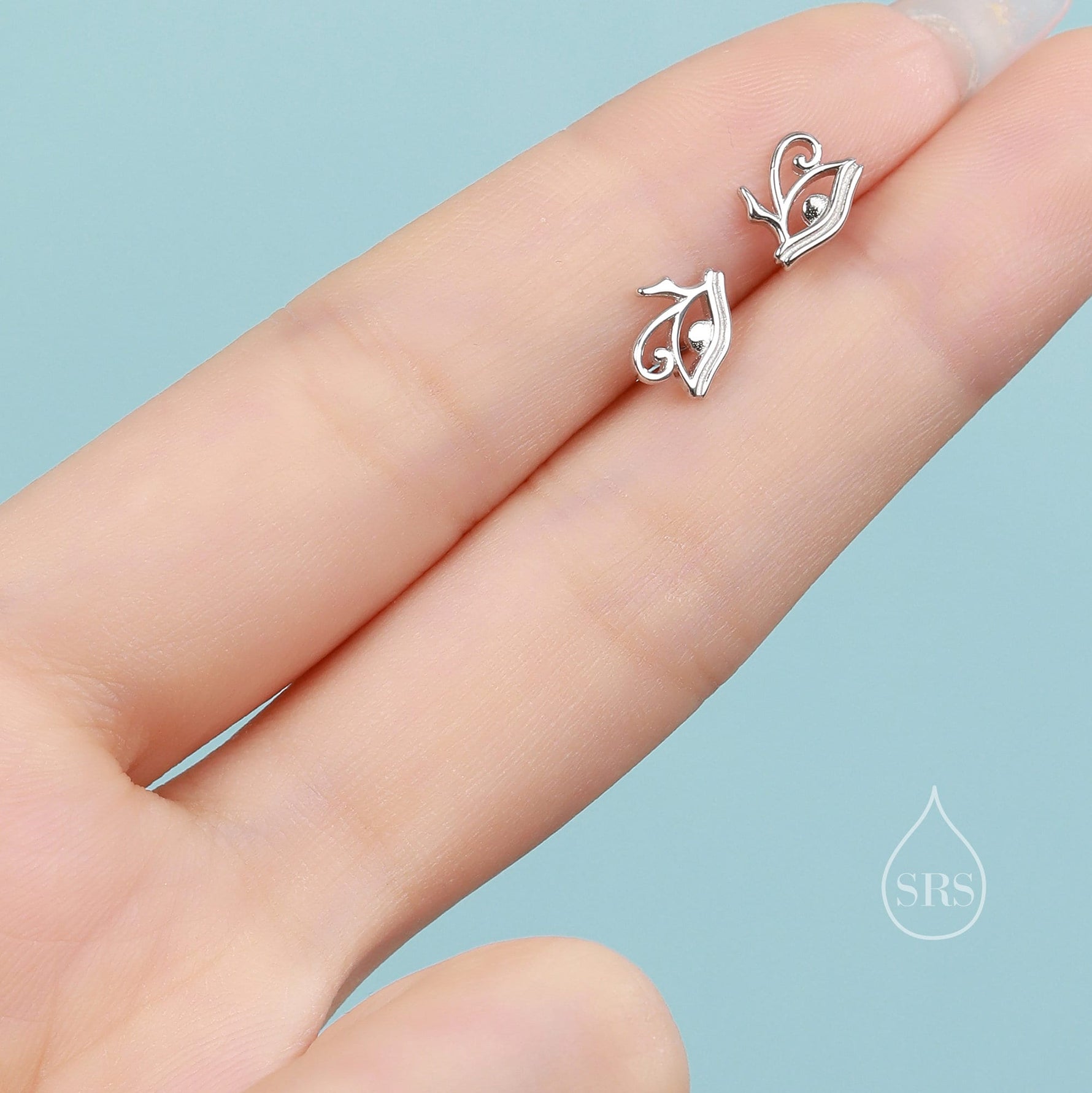 Eye of Horus Stud Earrings in Sterling Silver, Silver or Gold, Ancient Egypt Inspired Earrings, Egyptian Eye Earrings, Silver Eye Earrings