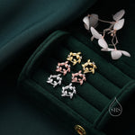 Sterling Silver Tiny Wreath Stud Earrings - Silver or Gold, CZ Circle Flower Stud Earrings, Wedding, Bridal, Christmas Earrings