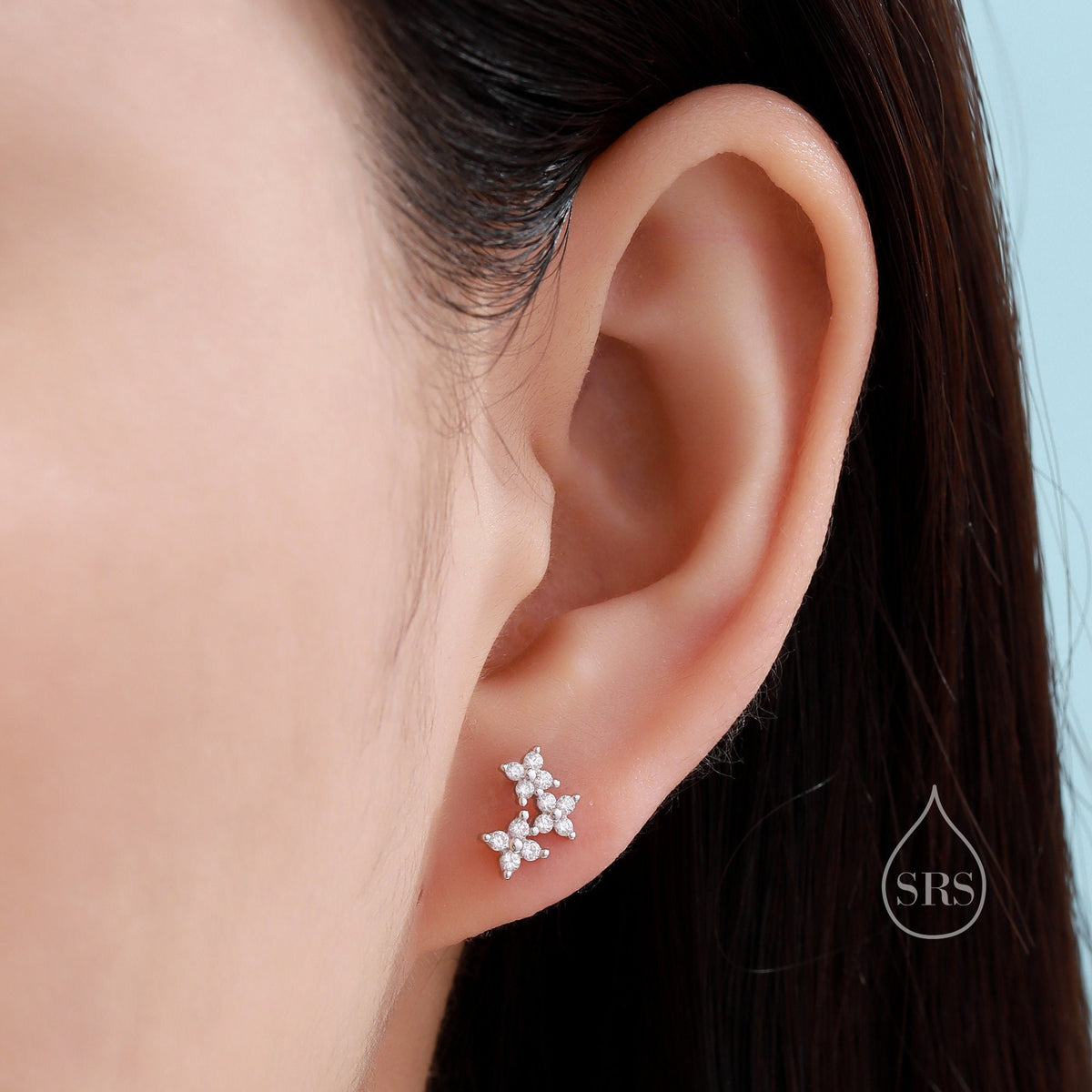 Tiny Hydrangea Bouquet CZ Stud Earrings