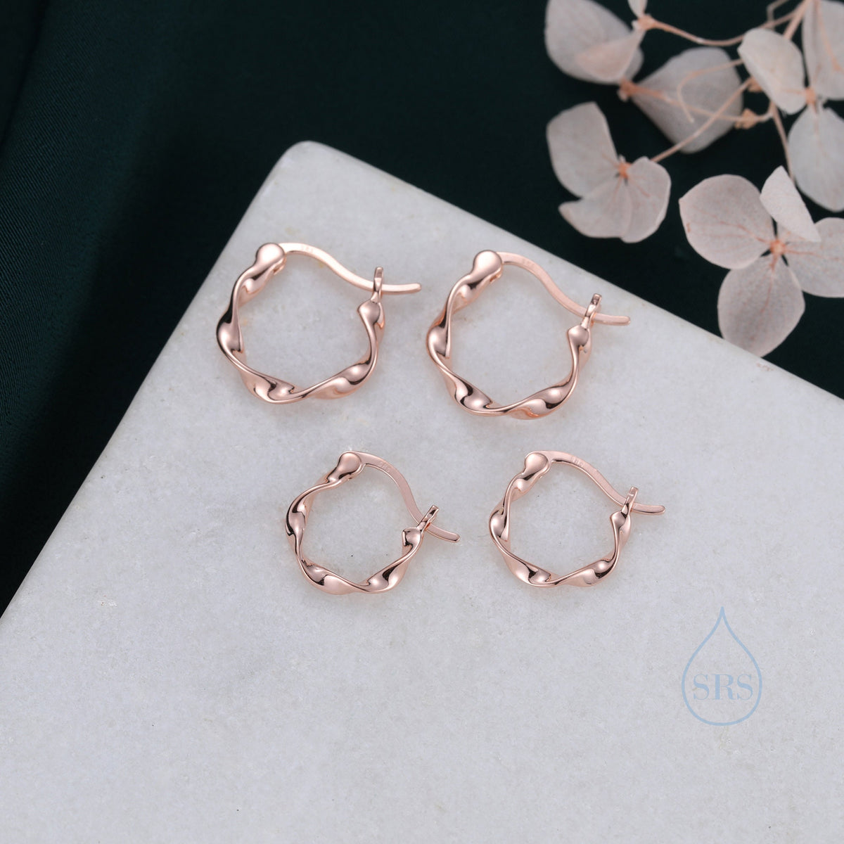 Mobius Strip Huggie Hoops in Sterling Silver, Gold, Rose Gold or Black, 8mm or 10mm, Minimalist Simple Hoop Earrings, Mobius Ring Huggies