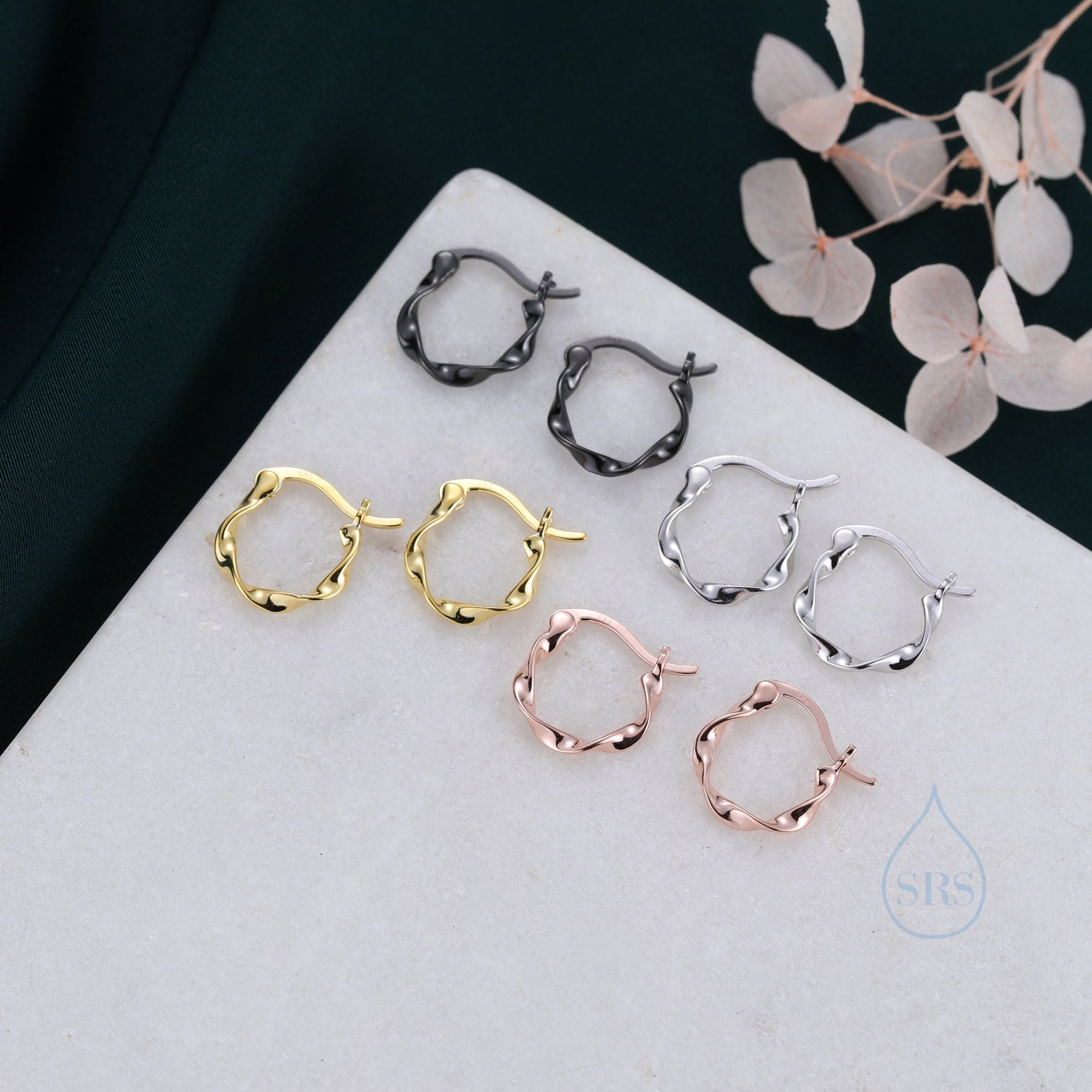 Mobius Strip Huggie Hoops in Sterling Silver, Gold, Rose Gold or Black, 8mm or 10mm, Minimalist Simple Hoop Earrings, Mobius Ring Huggies