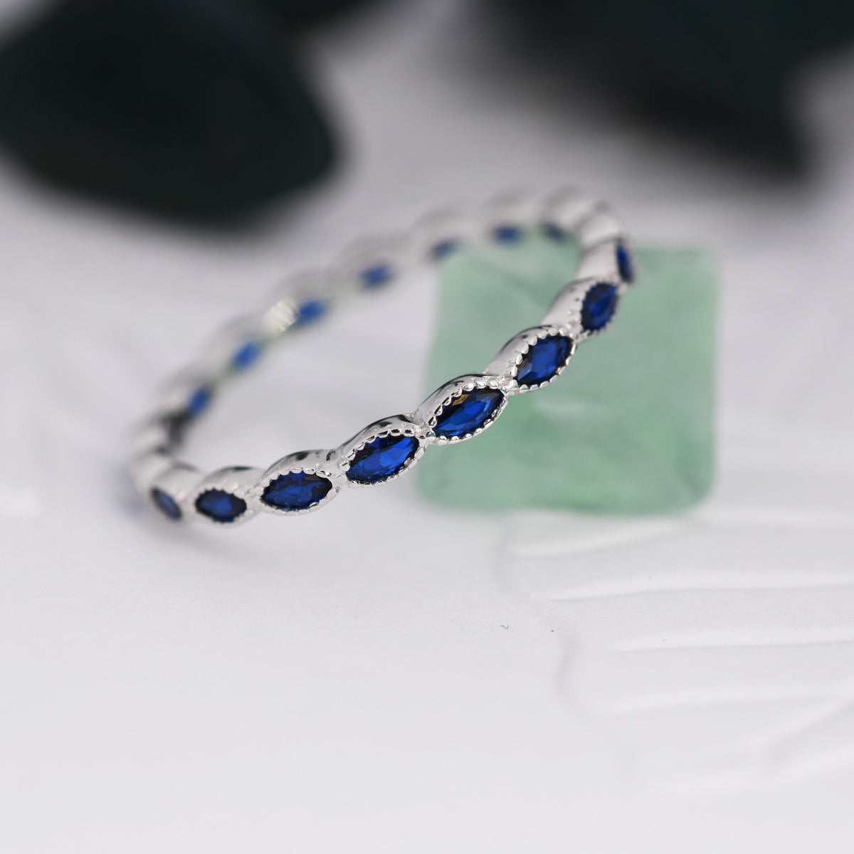 Sapphire Blue Marquise CZ Eternity Ring