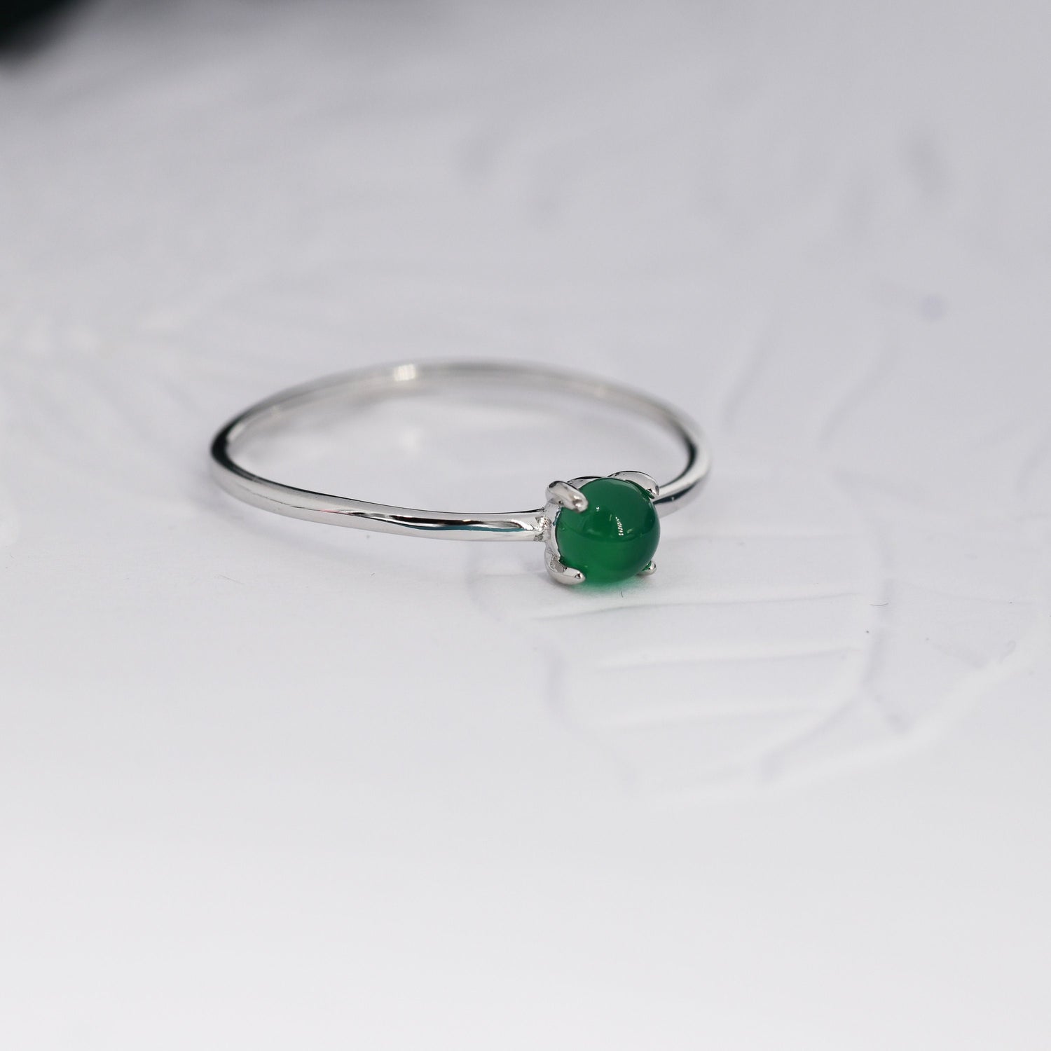 Green Onyx Four Prong Gemstone Ring