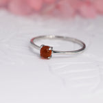 Genuine Red Carnelian Ring in Sterling Silver, US 5 - 8, Natural Red Carnelian Stone Ring, Four Prong Solitaire Ring