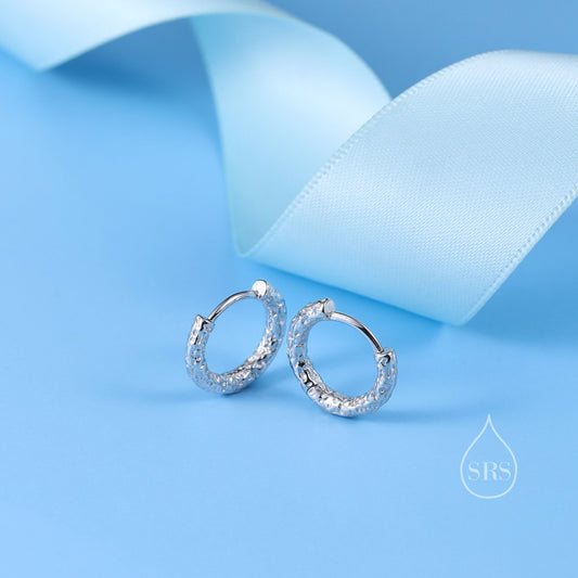 Foil Effect Hoop Earrings, Silver, Gold or Rose Gold,  Foil Earrings, Organic Shape Hoops, Hammered Hoops