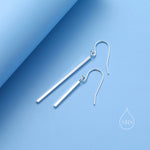 Sterling Silver Dangle Bar Earrings in Sterling Silver, Asymmetric Bar Earrings, Long Bar Dangle Earrings