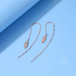Sterling Silver Tiny Feather Ear Threaders, Feather Threader Earrings, Dainty Dangle Earrings,Feather Earrings