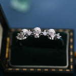 Sterling Silver Triple Skull Ring, Silver Skull Ring, Tiny Skull Ring, US 5-8, Skeleton Ring