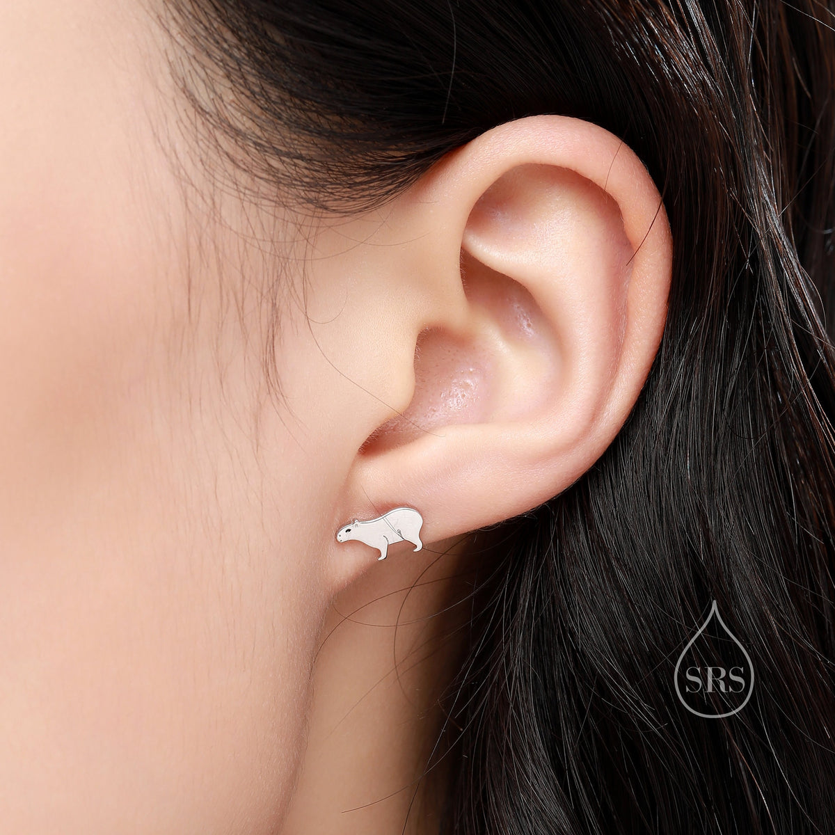 Capybara Stud Earrings in Sterling Silver - Cute Animal Earrings - Pantanal Animal - Fun, Whimsical