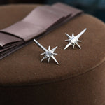 Starburst Hook Earrings in Sterling Silver, Silver, Gold or Rose Gold, North Star Earrings, Sunburst Earrings, Celestial Jewellery