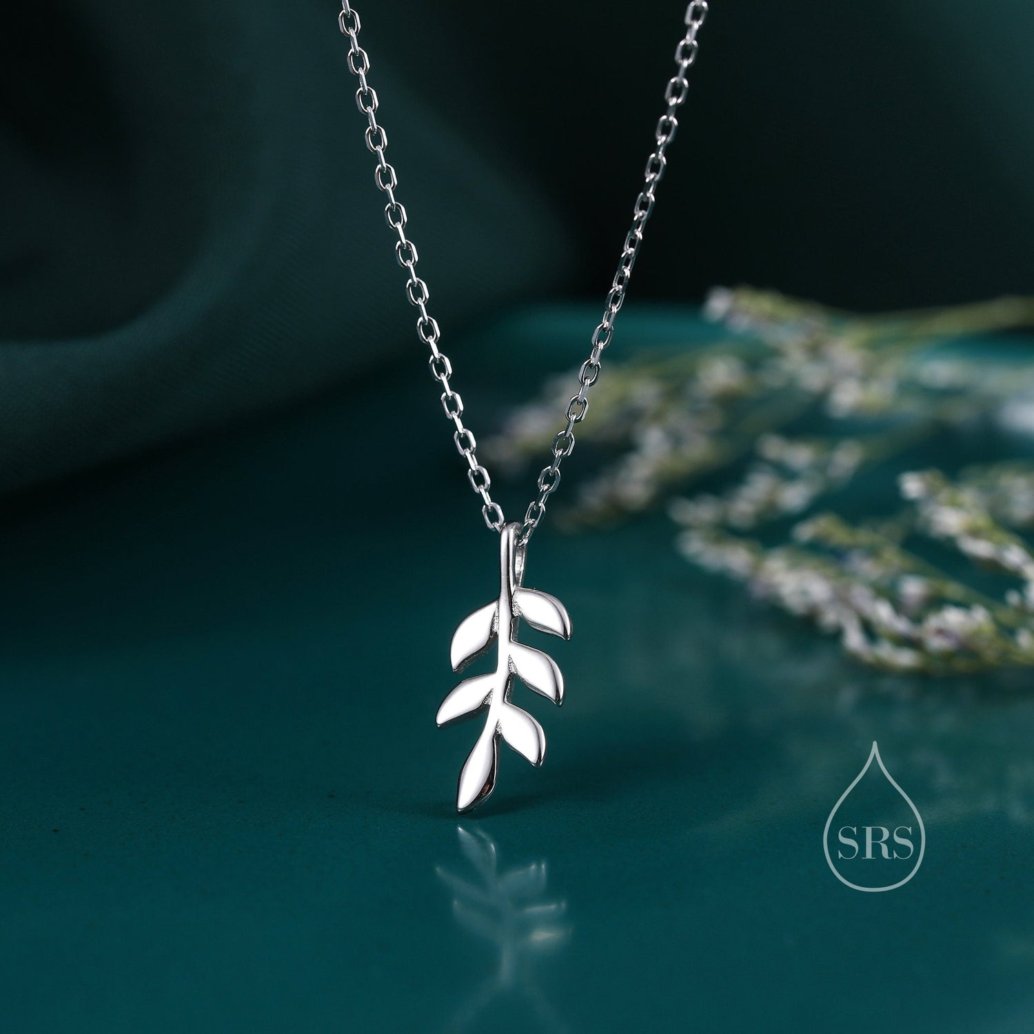 Delicate Leaf Pendant Necklace in Sterling Silver, Olive Brach Necklace, Nature Inspired Tree Leaf Necklace