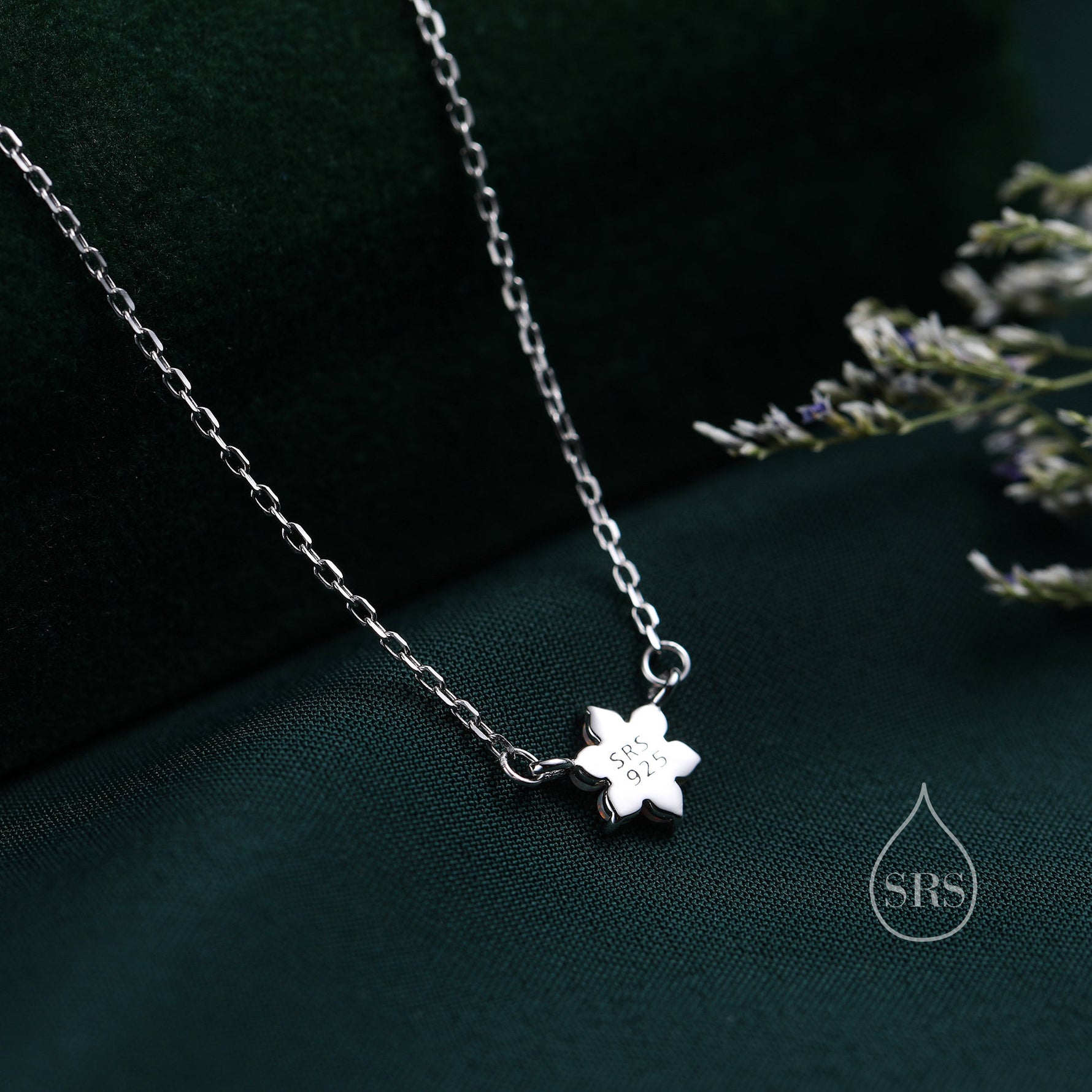 Extra Tiny Fire Opal Flower CZ Pendant Necklace in Sterling Silver, October Birthstone Necklace, Tiny Opal Necklace, Opal Snowflake Necklace