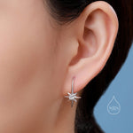 Starburst Hook Earrings in Sterling Silver, Silver, Gold or Rose Gold, North Star Earrings, Sunburst Earrings, Celestial Jewellery