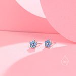 Blue Opal Flower Stud Earrings in Sterling Silver - Gold or Silver - Opal Forget-me-not - Opal Cluster - Petite Stud Earrings, Fire Opal