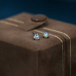 Aurora AB Crystal Tiny CZ Stud Earrings in Sterling Silver, 3mm Colour Changing Crystals, Extra Small