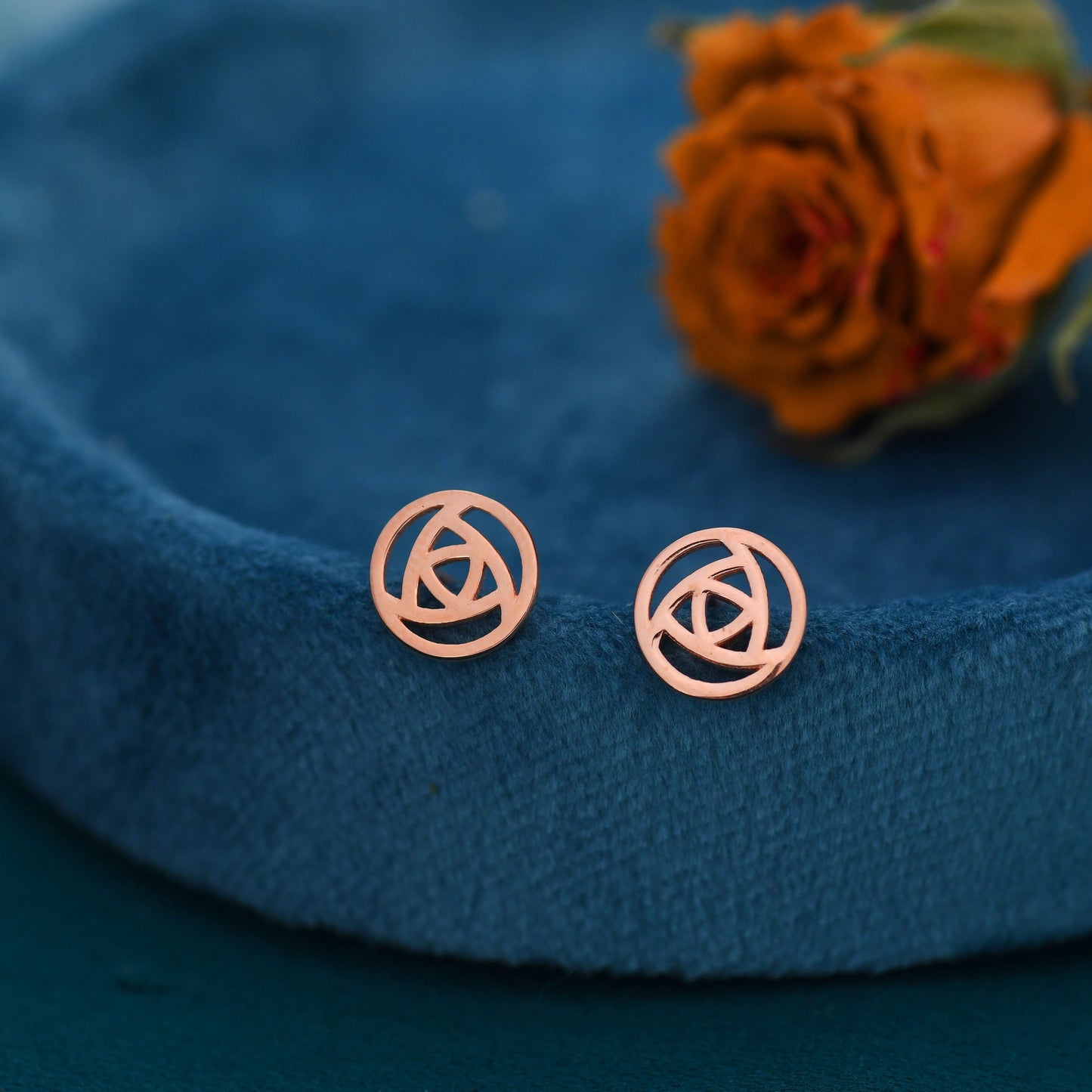 Mackintosh Rose Stud Earrings in Sterling Silver - Scottish Design Flower Earrings - Cute, Fun, Whimsical