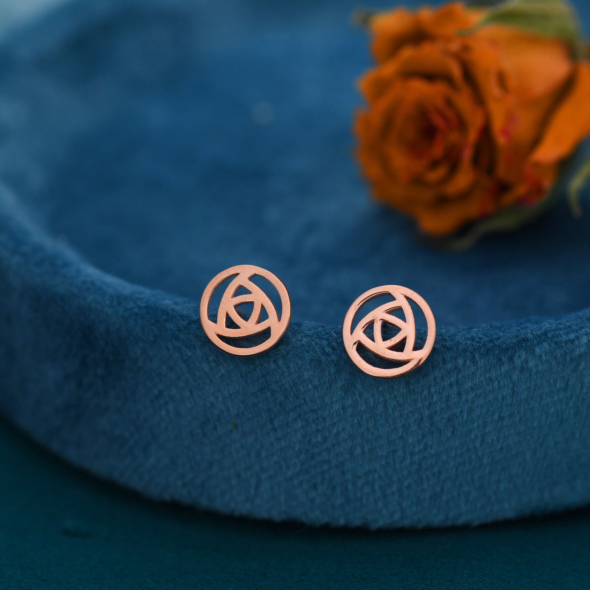 Mackintosh Rose Stud Earrings in Sterling Silver - Scottish Design Flower Earrings - Cute, Fun, Whimsical