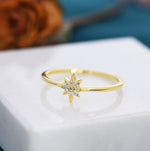 Sterling Silver Starburst Ring - Dainty Star Ring - Stacking Ring