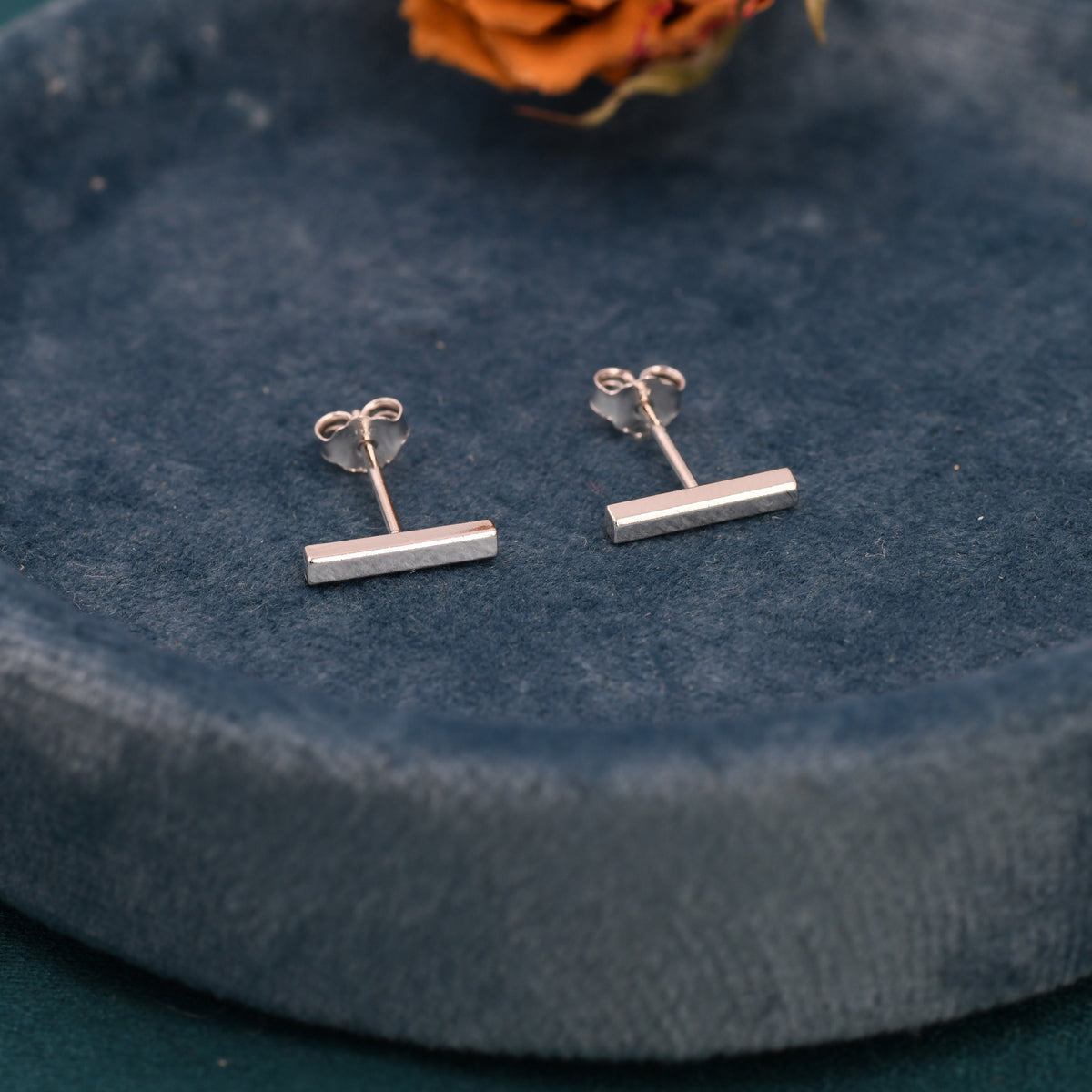 Tiny Bar Stud Earrings in Sterling Silver, Silver, Gold or Rose Gold, Skinny Bar Earrings, Delicate Bar Earrings