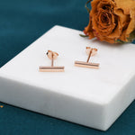 Tiny Bar Stud Earrings in Sterling Silver, Silver, Gold or Rose Gold, Skinny Bar Earrings, Delicate Bar Earrings
