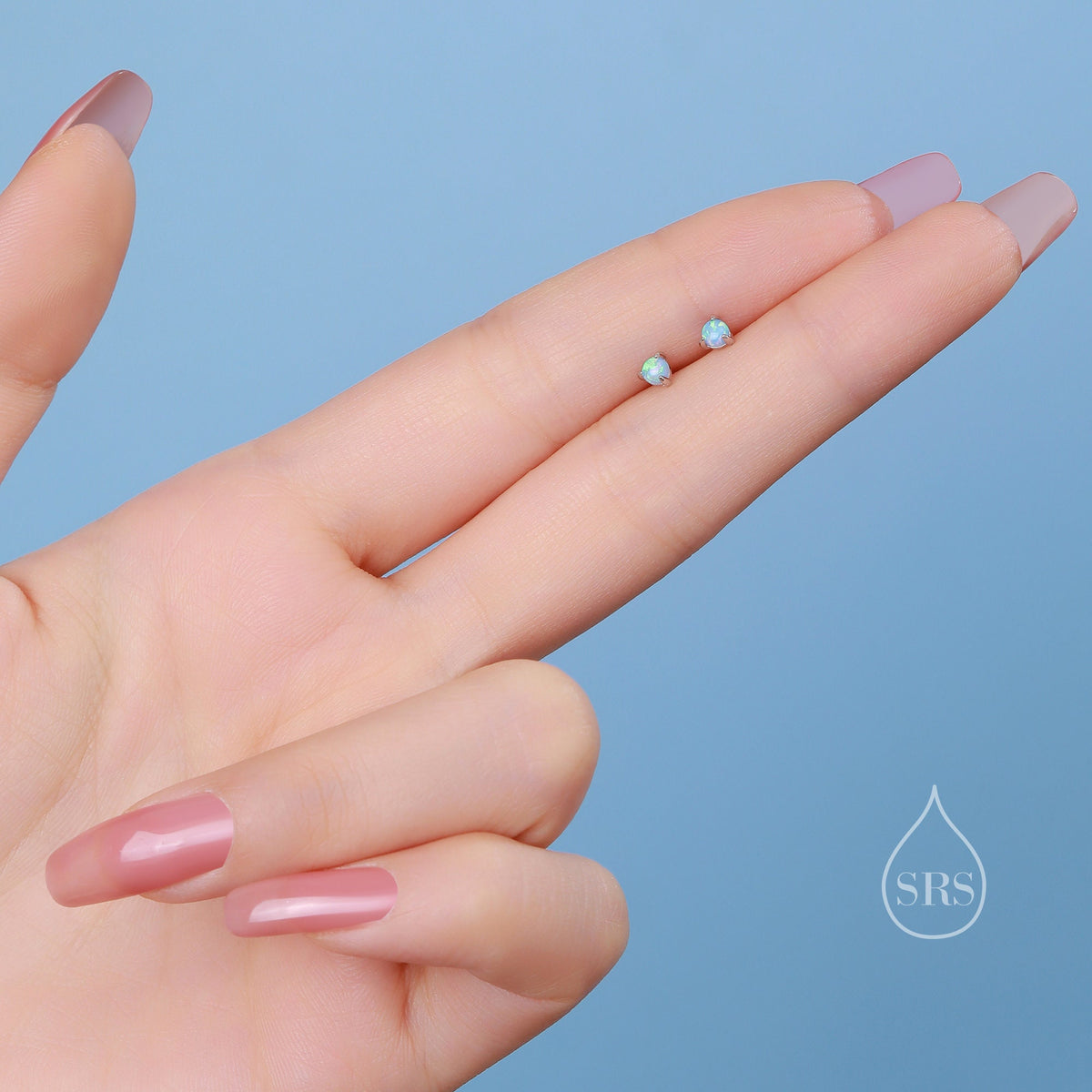 White Opal Screw back Earrings in Sterling Silver, Silver or Gold, Opal Three Prong Earrings, Screwback Earrings, Opal Barbell Earrings