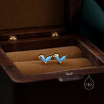 Sterling Silver Blue Opal Marquise Cluster 16G Internally Threaded Flat Back Earrings