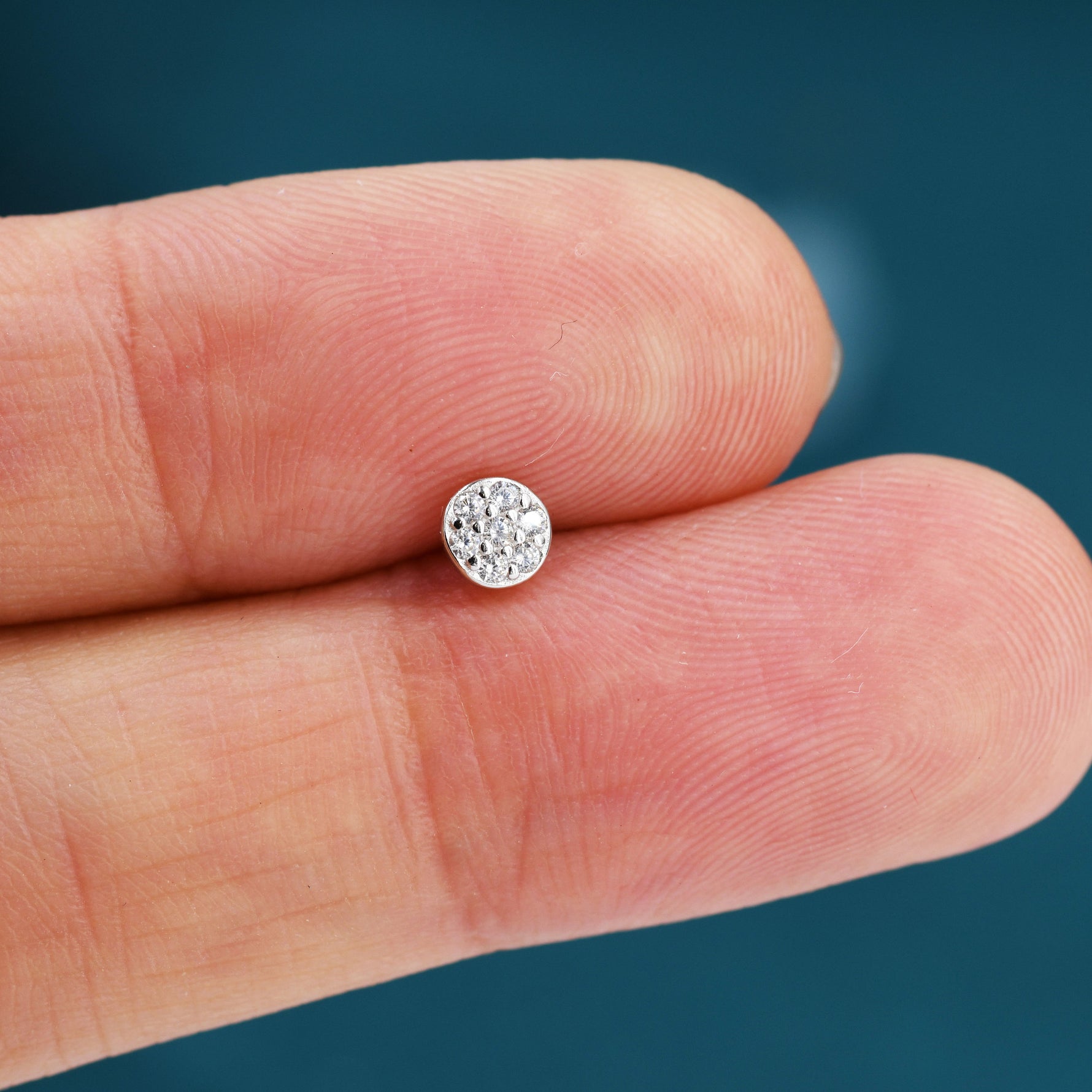 Extra Tiny Round Disk Stud Earrings in Sterling Silver, Sparkly CZ Coin Earrings, Tiny Circle Stud, CZ Pave Coin Earrings, Silver or Gold