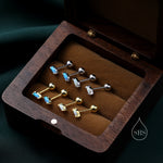 Sterling Silver Blue Opal Marquise 18G Screw Back Earrings