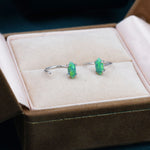 Mint Green Opal Marquise Huggie Hoop Earrings in Sterling Silver, Tiny Opal Open Hoop Earrings, Opal Pull Through Threaders, Half Hoops