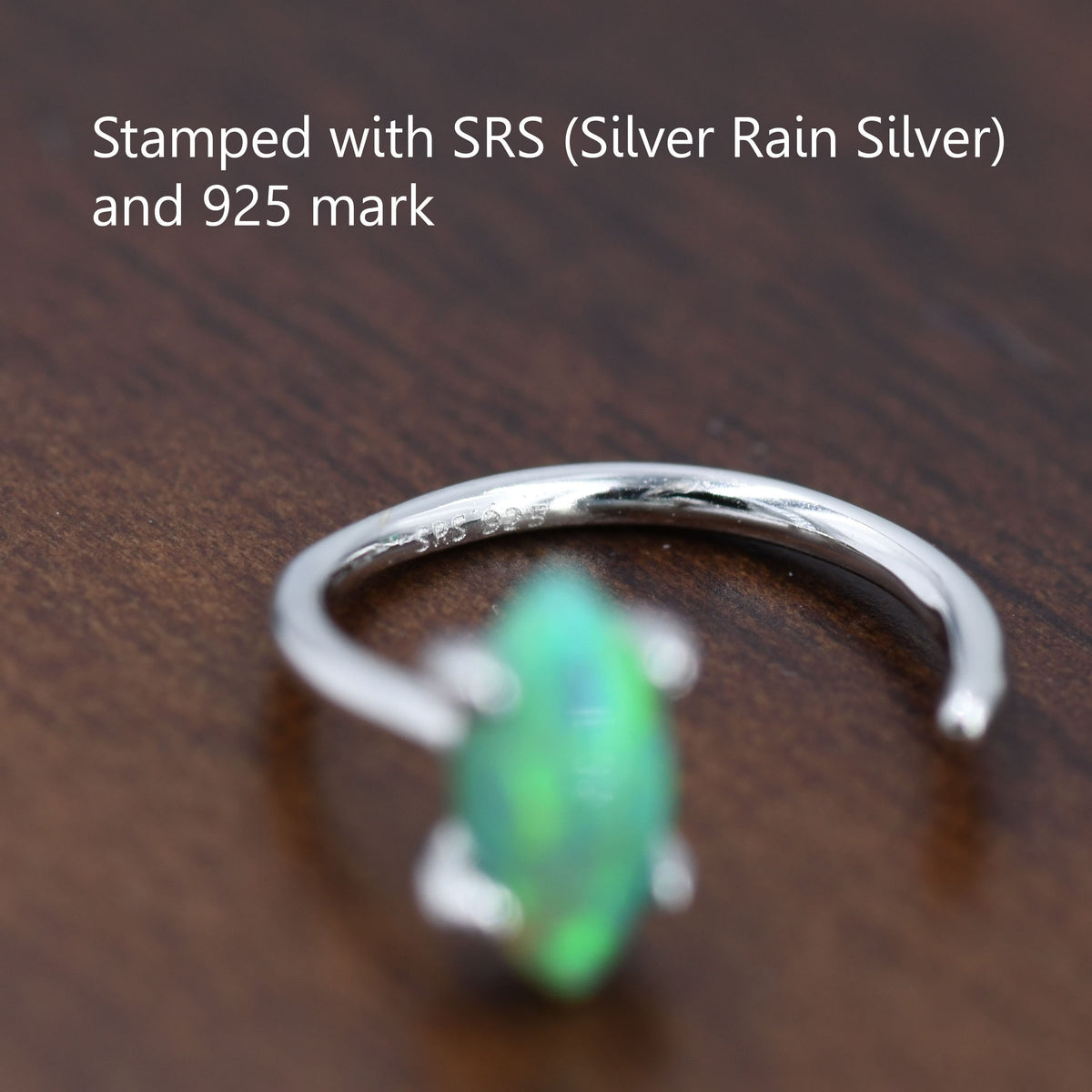 Mint Green Opal Marquise Huggie Hoop Earrings in Sterling Silver, Tiny Opal Open Hoop Earrings, Opal Pull Through Threaders, Half Hoops