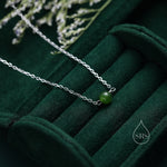 Jade Bead Necklace in Sterling Silver, Jade Necklace, Single Jade Necklace, Genuine Jade Crystal, Natural Jade Stone Necklace