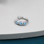 Blue Opal Ear Cuff in Sterling Silver, Silver or Gold, Simple Piercing Free Earrings, Minimalist Ear Cuff, Opal Ear Cuff