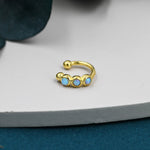 Blue Opal Ear Cuff in Sterling Silver, Silver or Gold, Simple Piercing Free Earrings, Minimalist Ear Cuff, Opal Ear Cuff