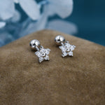 Tiny Flower CZ Screw Back Earrings in Sterling Silver, Forget Me Not Floral CZ Earrings, Silver, Gold and Rose Gold, Flower CZ Earrings