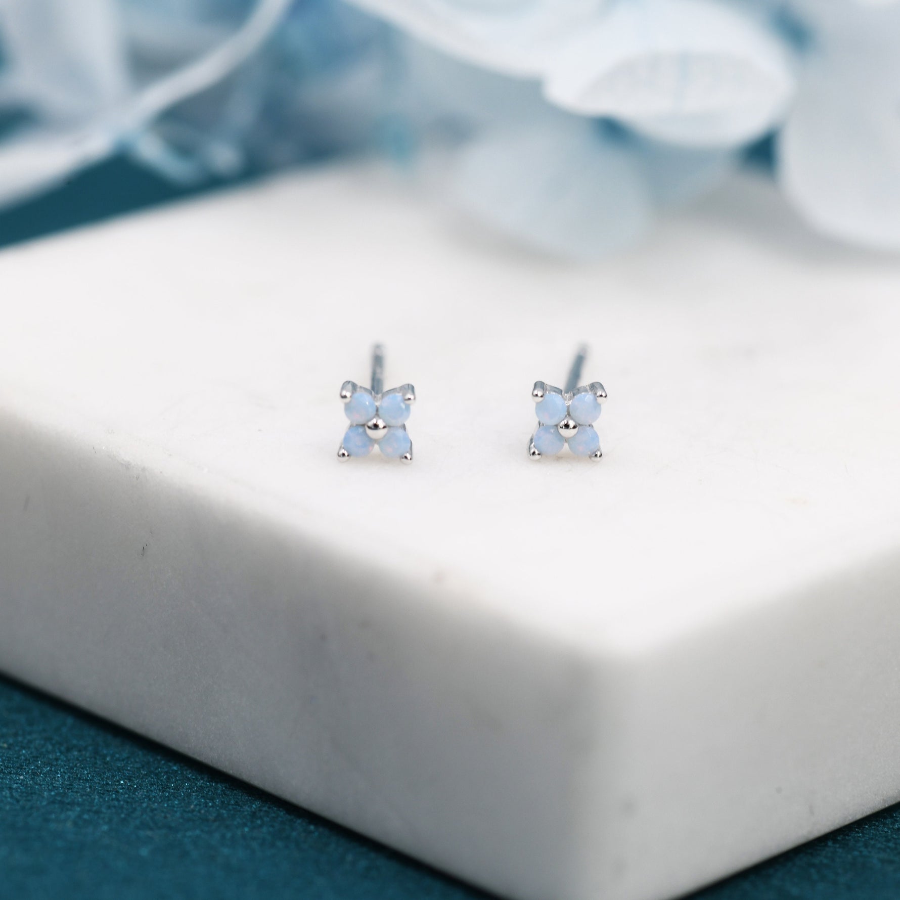Extra Tiny Hydrangea Flower CZ Stud Earrings in Sterling Silver, Silver or Gold, Hydrangea Earrings, Flower Stud