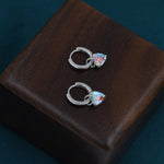 Sterling Silver Aurora AB CZ Trillion Cut Hoop Earrings, Silver or Gold, Triangle Dangle Hoop Earrings, Interchangeable Charm
