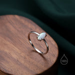 Fire Opal Marquise Ring in Sterling Silver, US 5 - 8, Single Opal Marquise Ring, Silver Opal Ring, Lab Opal Stone Ring, White Opal Ring