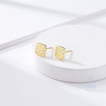 Hammered Square Stud Earrings in Sterling Silver, Silver or Gold or Rose Gold, Square Earrings, Fun and Quirky Jewellery