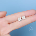 Hammered Square Stud Earrings in Sterling Silver, Silver or Gold or Rose Gold, Square Earrings, Fun and Quirky Jewellery