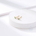 Extra Tiny Opal Moon Stud Earrings in Sterling Silver - Blue Opal or White Opal - Gold or Silver - New Moon Earrings - Petite Stud Earrings