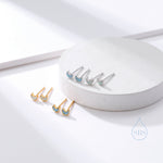 Extra Tiny Opal Moon Stud Earrings in Sterling Silver - Blue Opal or White Opal - Gold or Silver - New Moon Earrings - Petite Stud Earrings