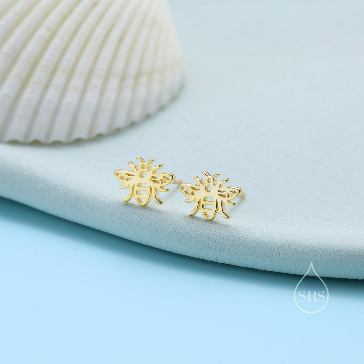 Bumble Bee Stud Earrings in Sterling Silver, Worker Bee Earrings, Tiny Bee Earrings, Tiny Honey Bee Stud, Silver Bee Earrings