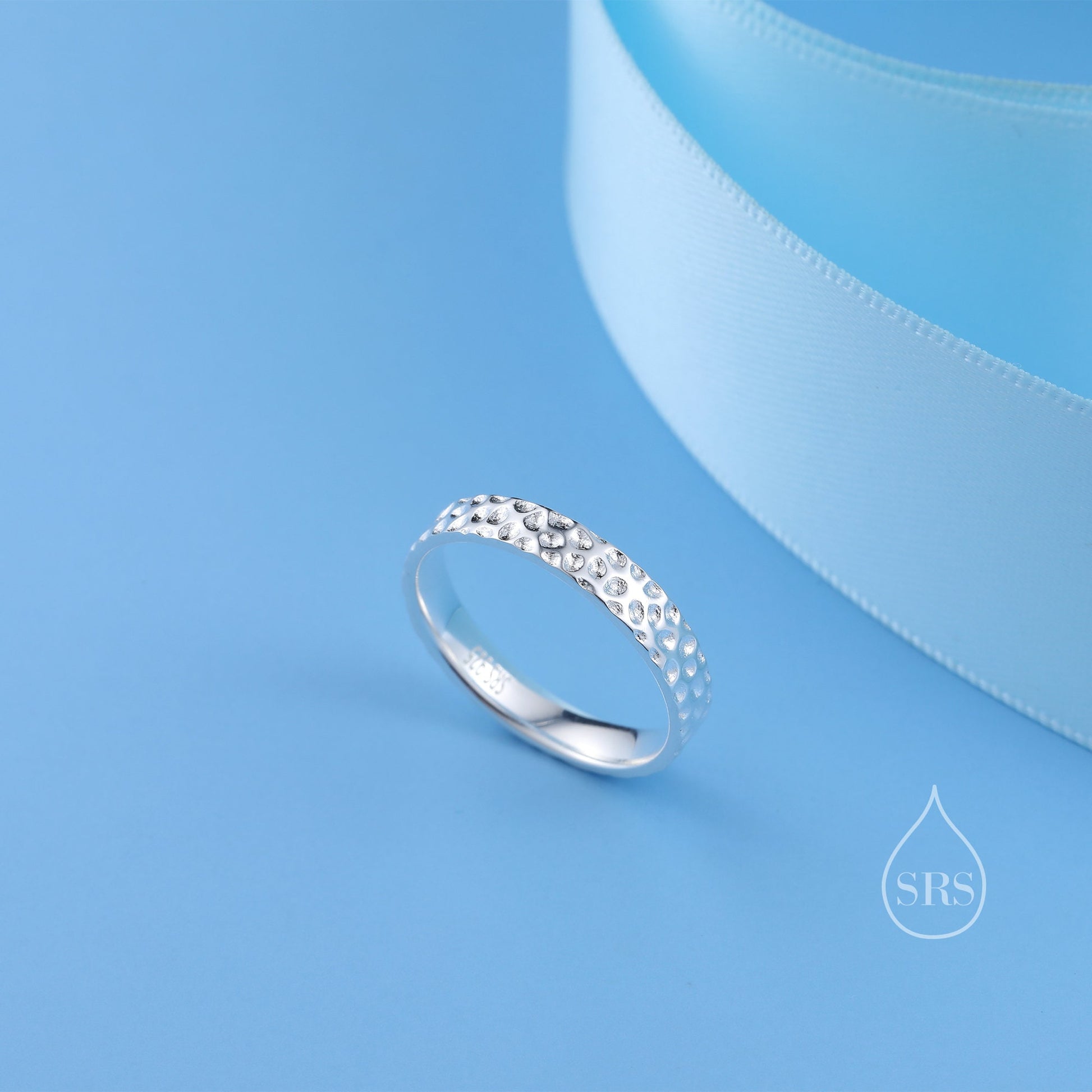 Sterling Silver Hammered Ring, Silver Band Hammered Finish, US 5-8, Organic Shape Hammered Ring