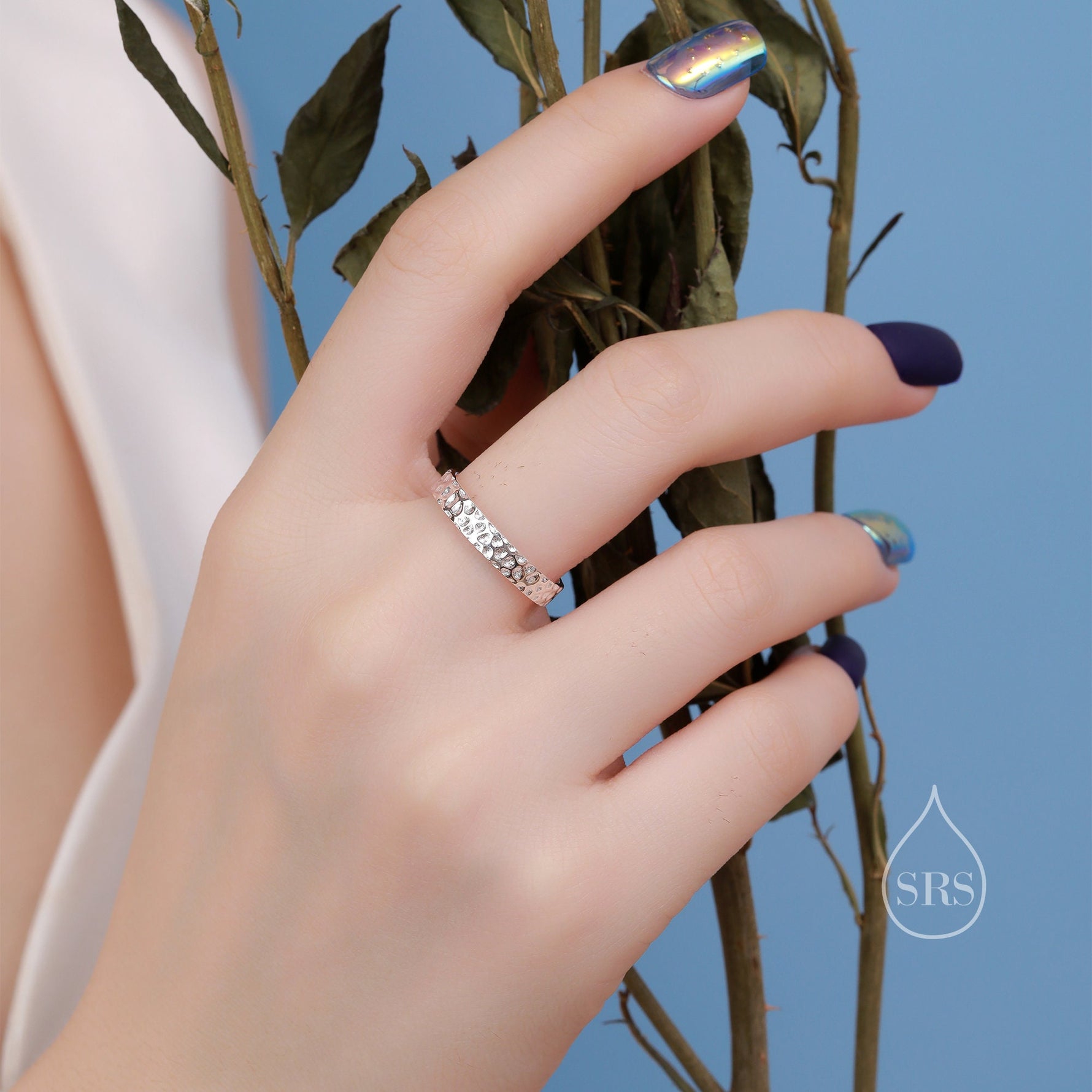Organic Shape Hammered Stacking Ring