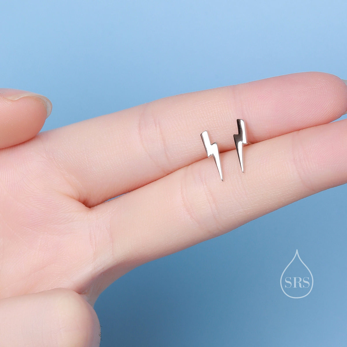 Lightning Bolt Stud Earrings in Sterling Silver, Silver or Gold or Rose Gold, Lightning Bolt Earrings, Minimalist Bolt Stud